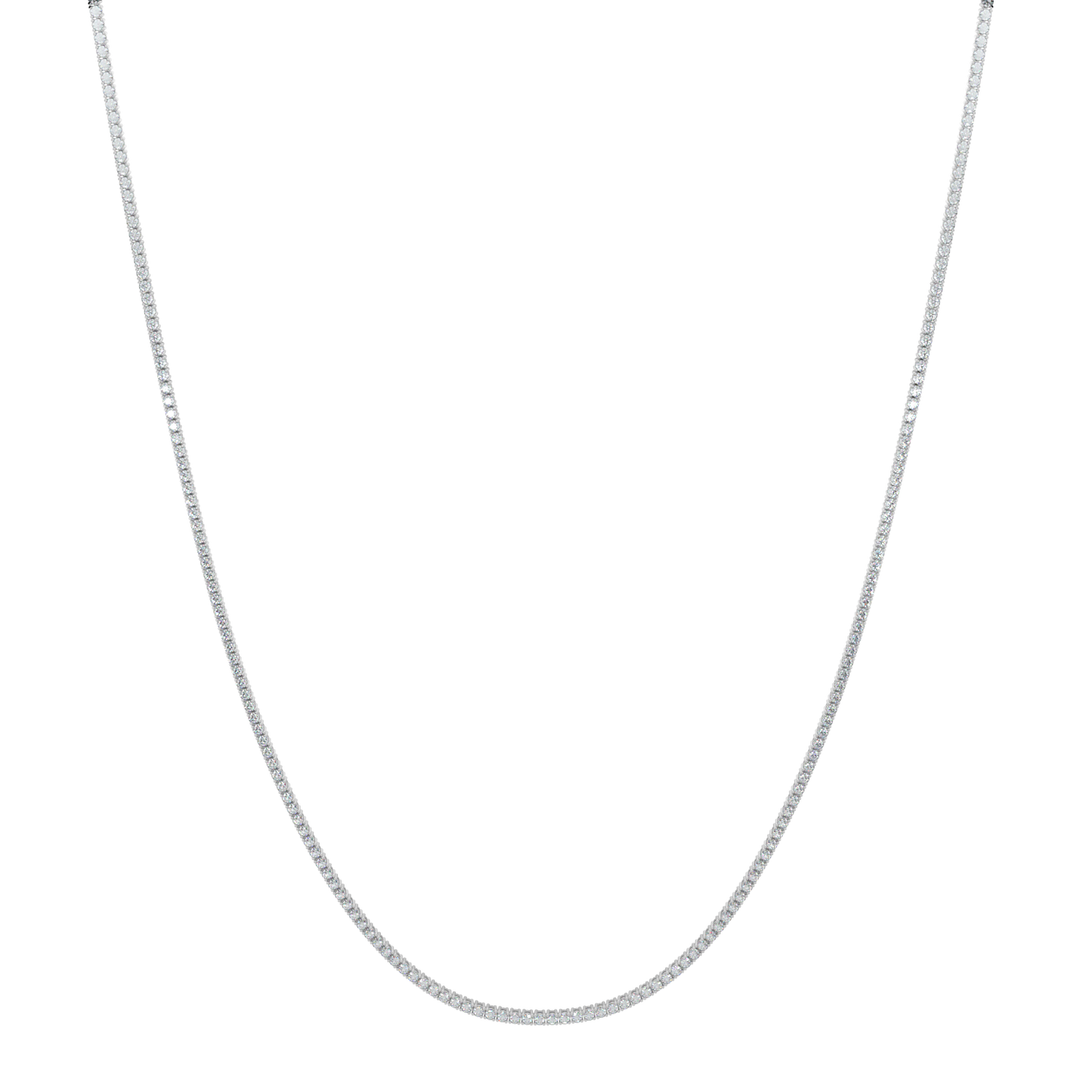 Radiant Diamond Tennis Necklace-White Gold