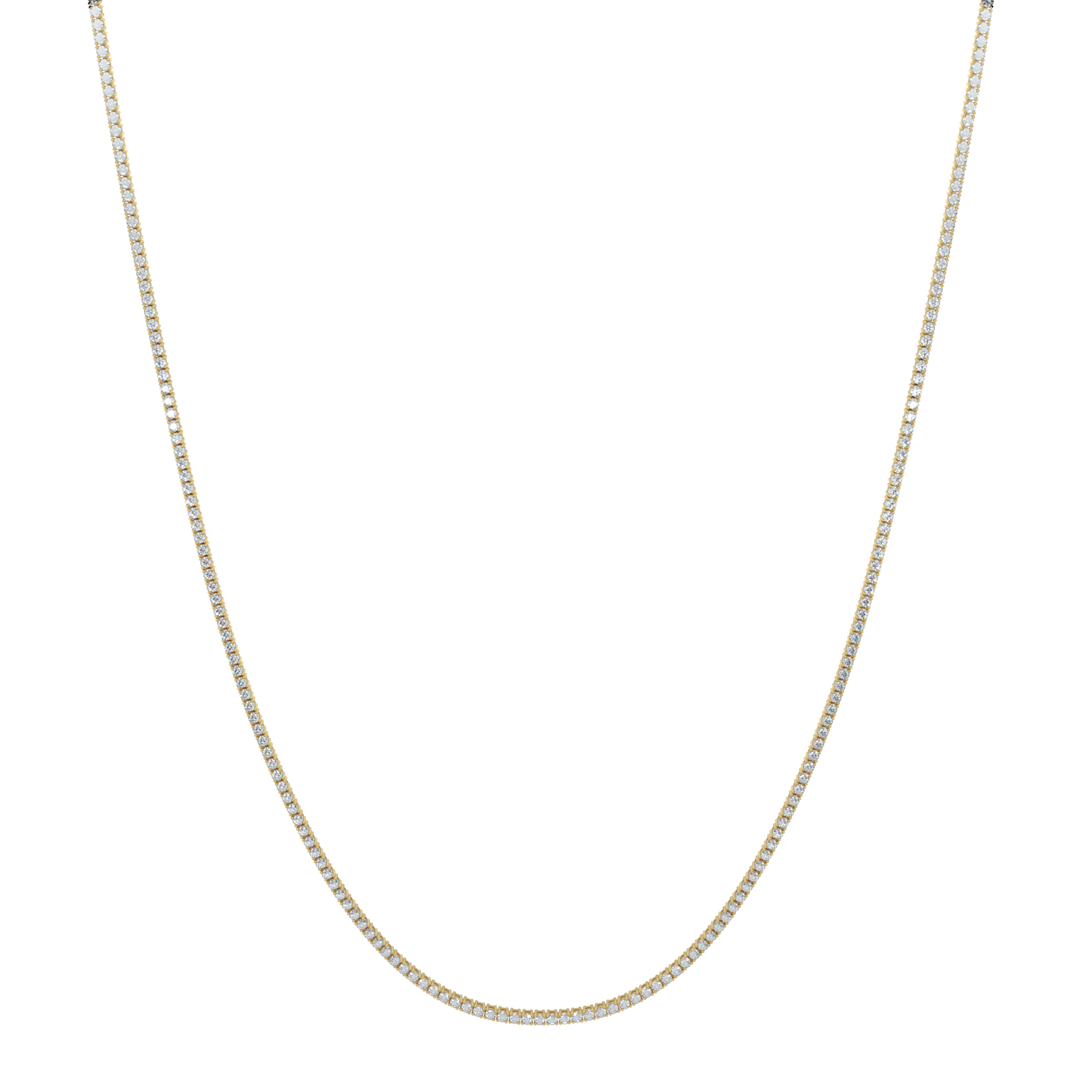 Radiant Diamond Tennis Necklace-Yellow Gold