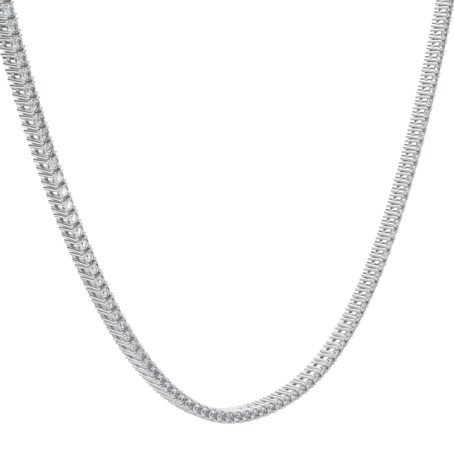 Radiant Diamond Tennis Necklace-White Gold