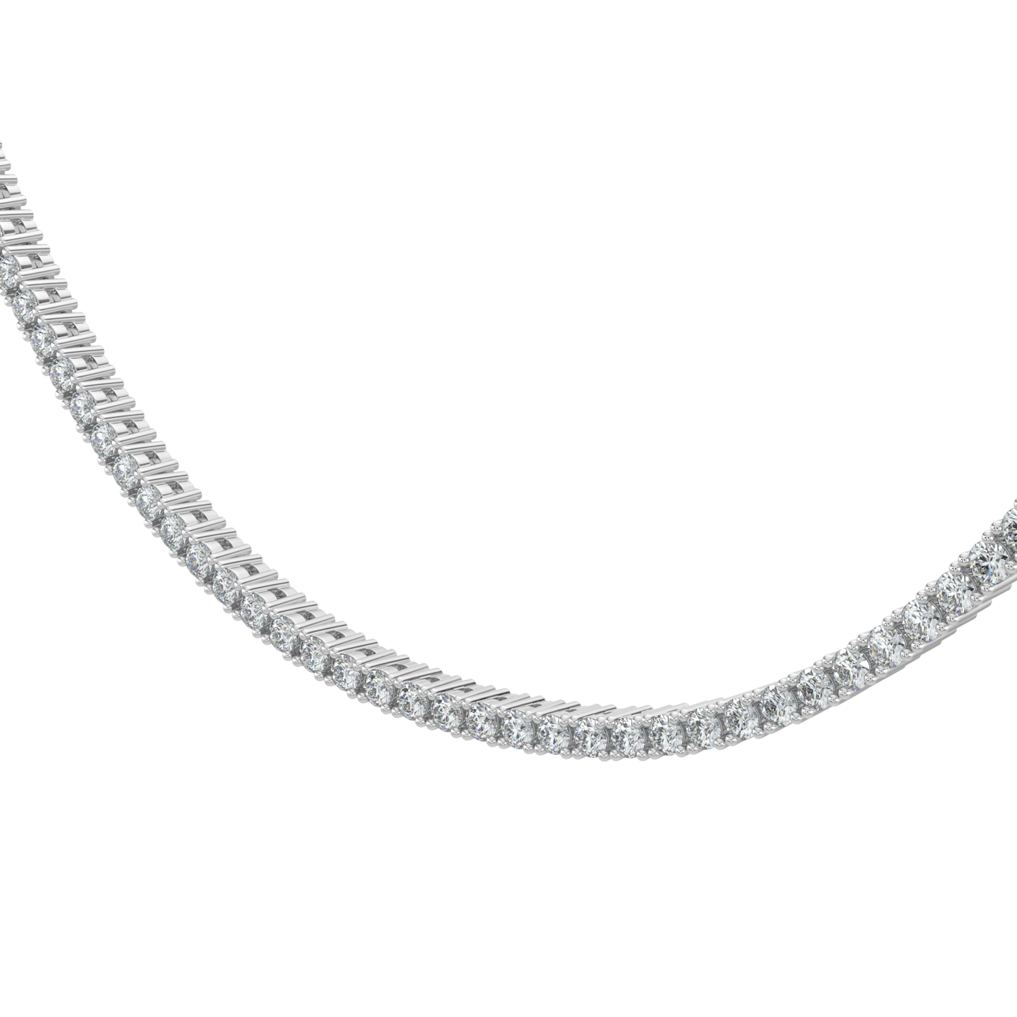Radiant Diamond Tennis Necklace-White Gold