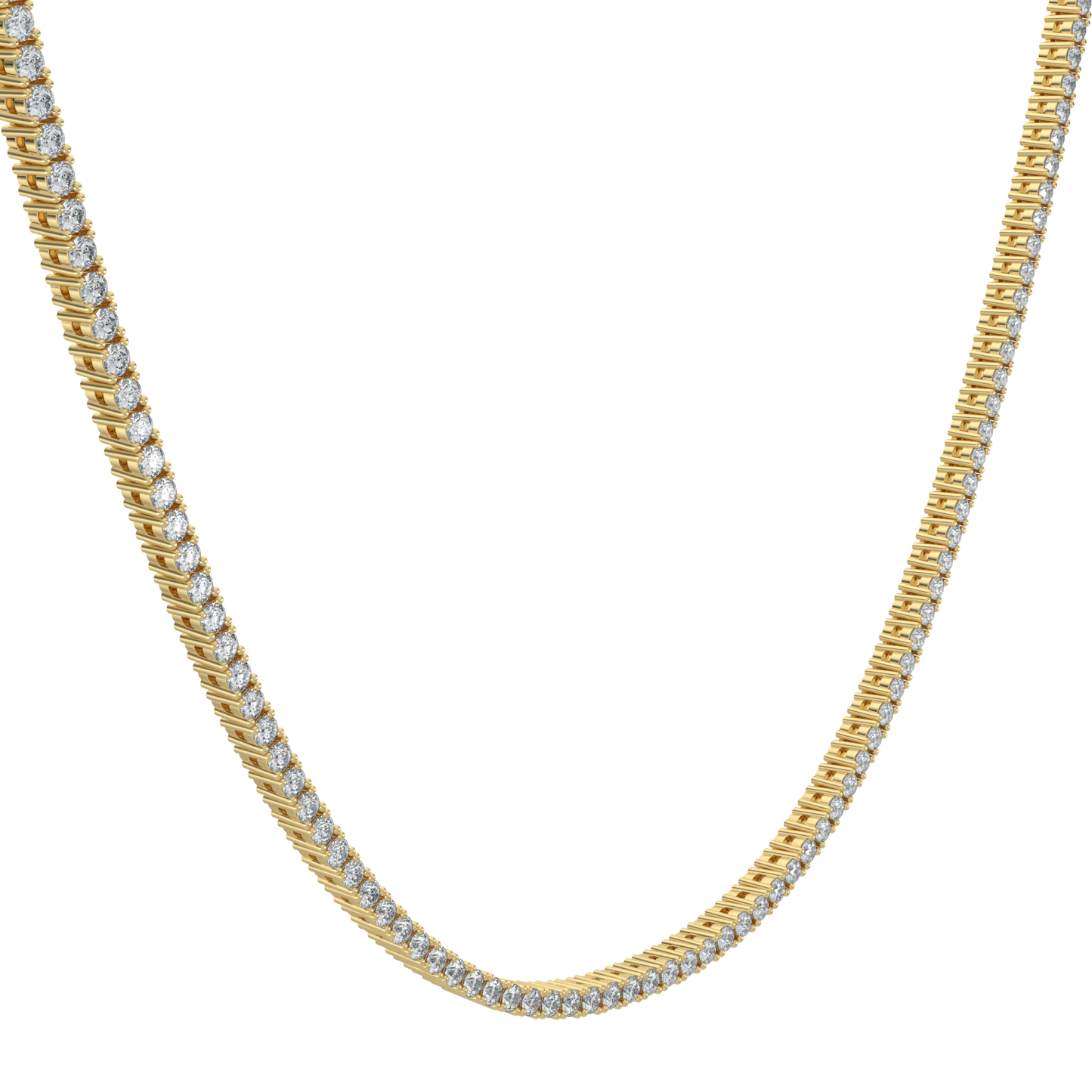 Radiant Diamond Tennis Necklace-Yellow Gold