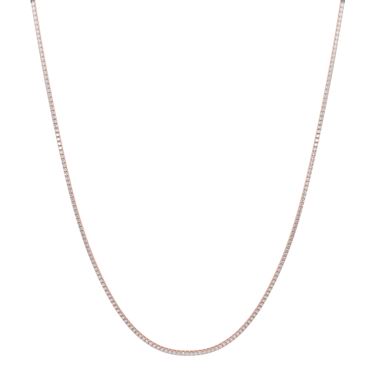 Radiant Diamond Tennis Necklace-Rose Gold