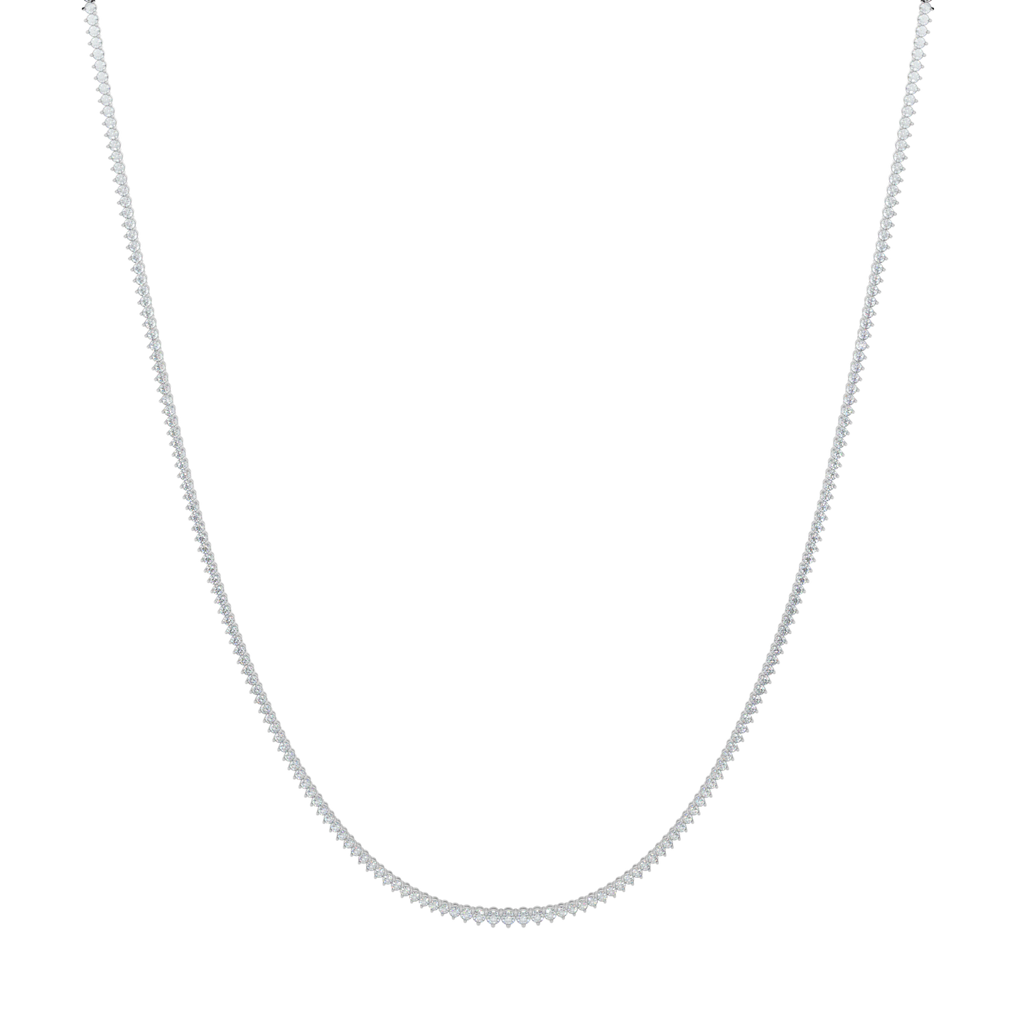 Sparkling Diamond Tennis Necklace-White Gold
