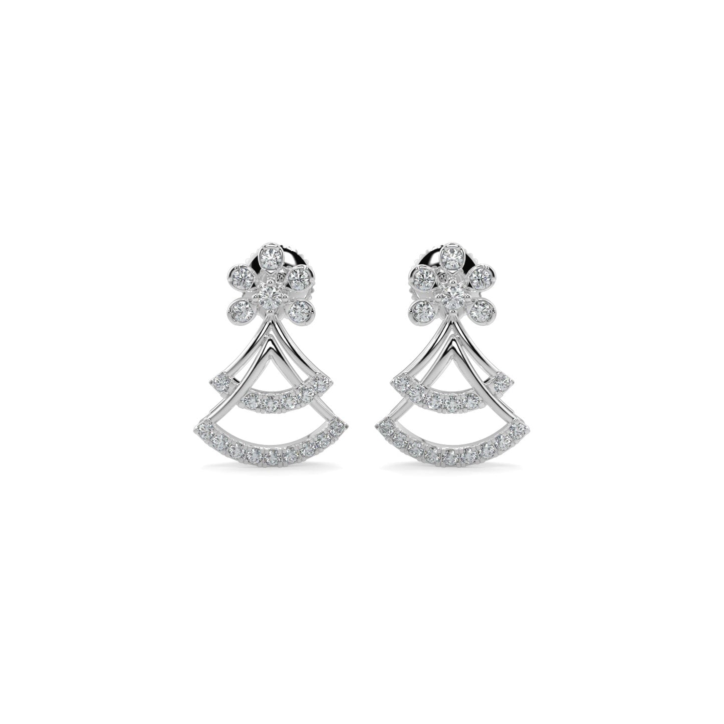 Sparkle Diamond Earrings-White Gold