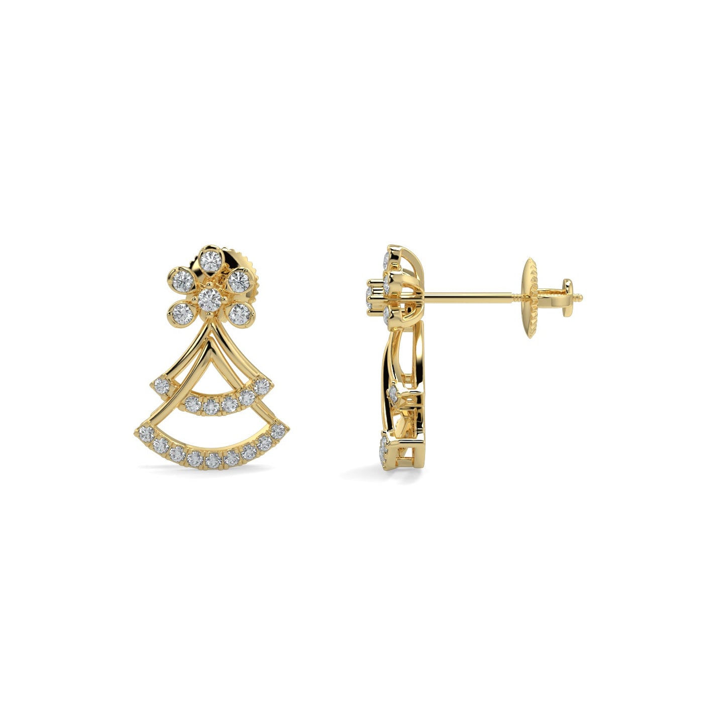 Sparkle Diamond Earrings-Yellow Gold