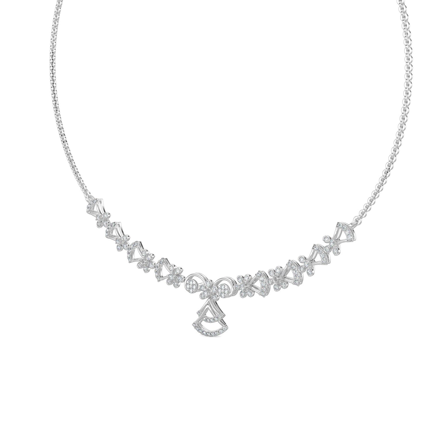 Sparkle Diamond Necklace-White Gold