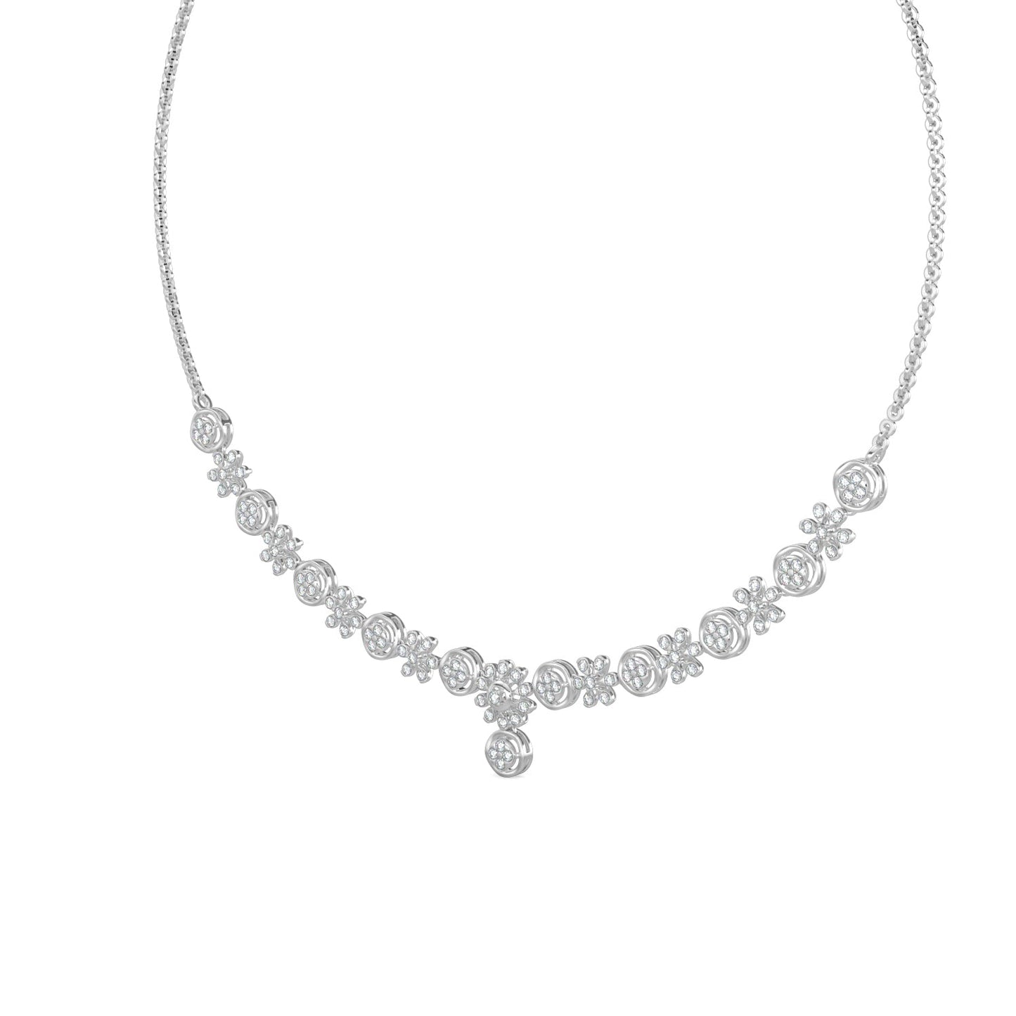 Daisy Dreams Diamond Necklace-White Gold
