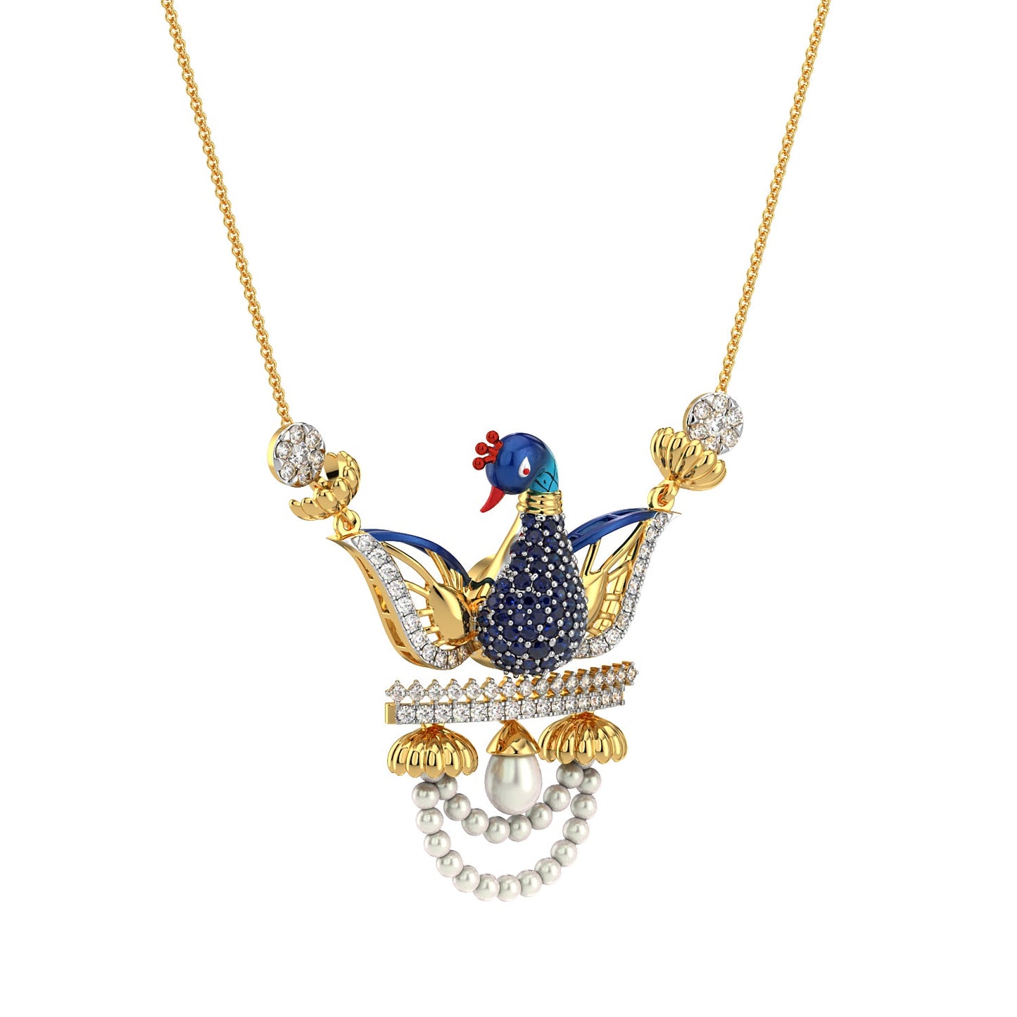 Enchanted Peacock Pendant-Yellow Gold
