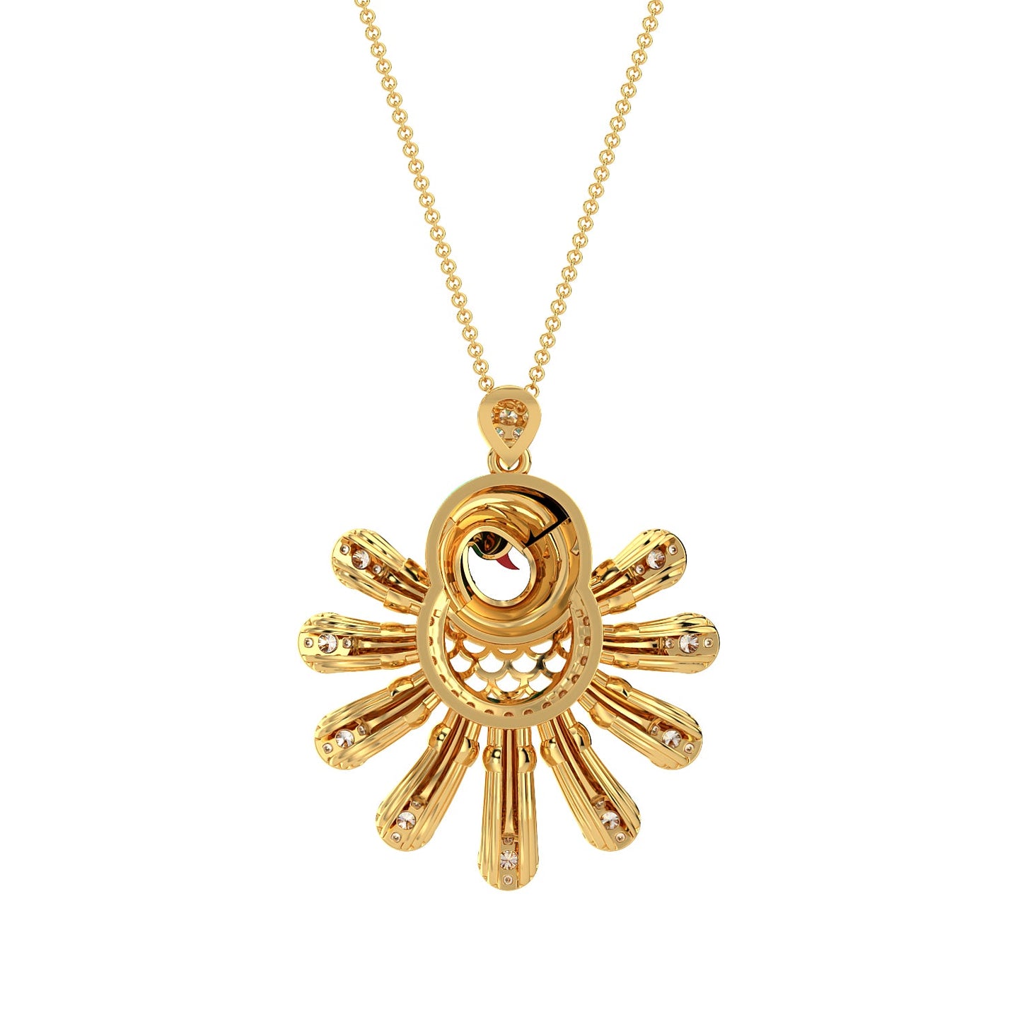 Sparkle Peacock Pendant-Yellow Gold