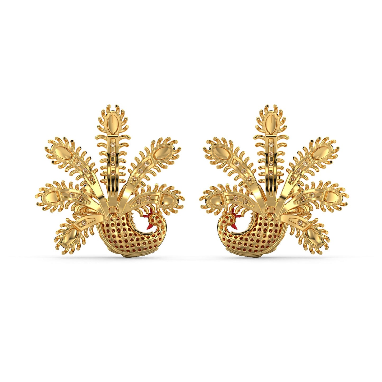 Luminescent Peacock Earrings-Yellow Gold