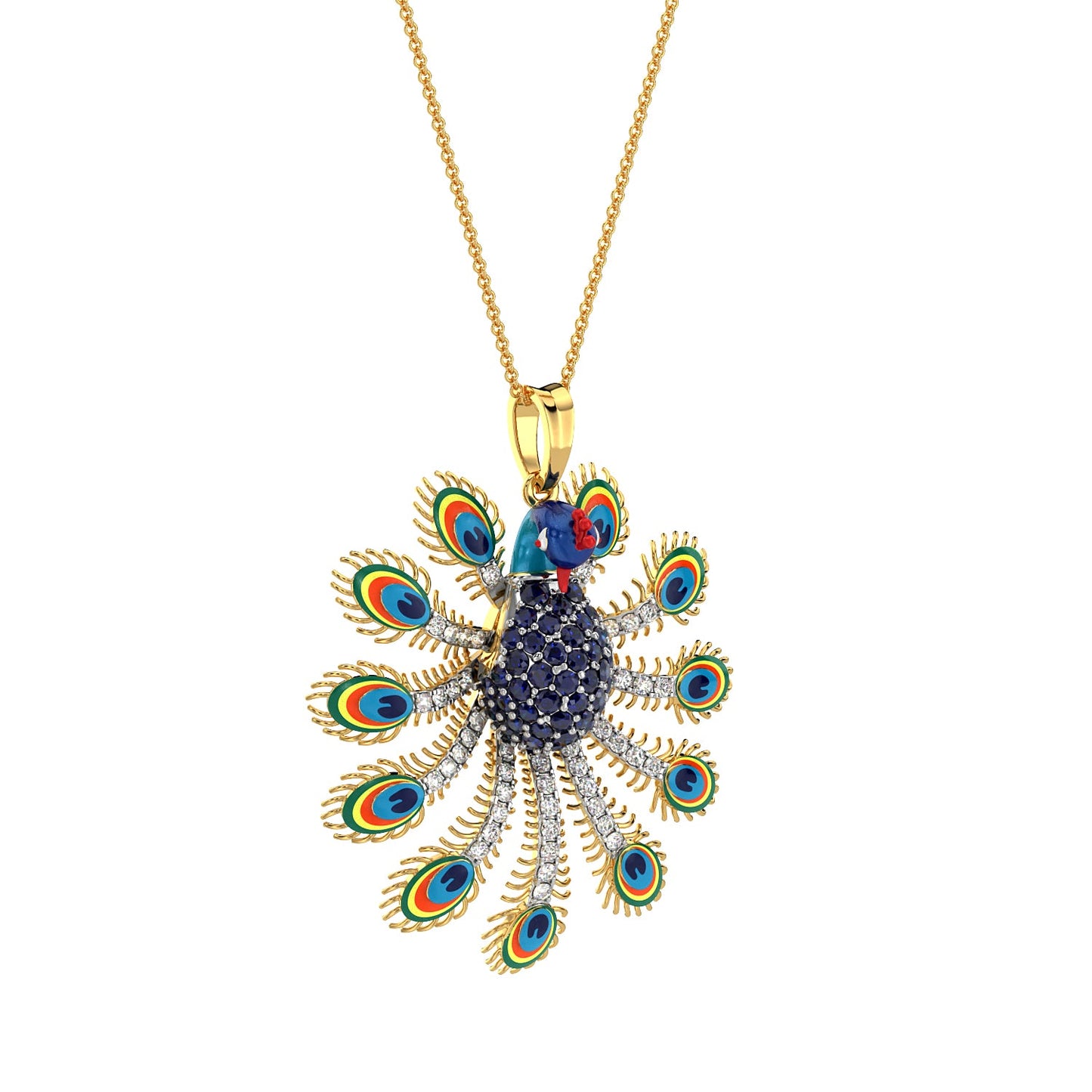 Divine Plumage Pendant-Yellow Gold