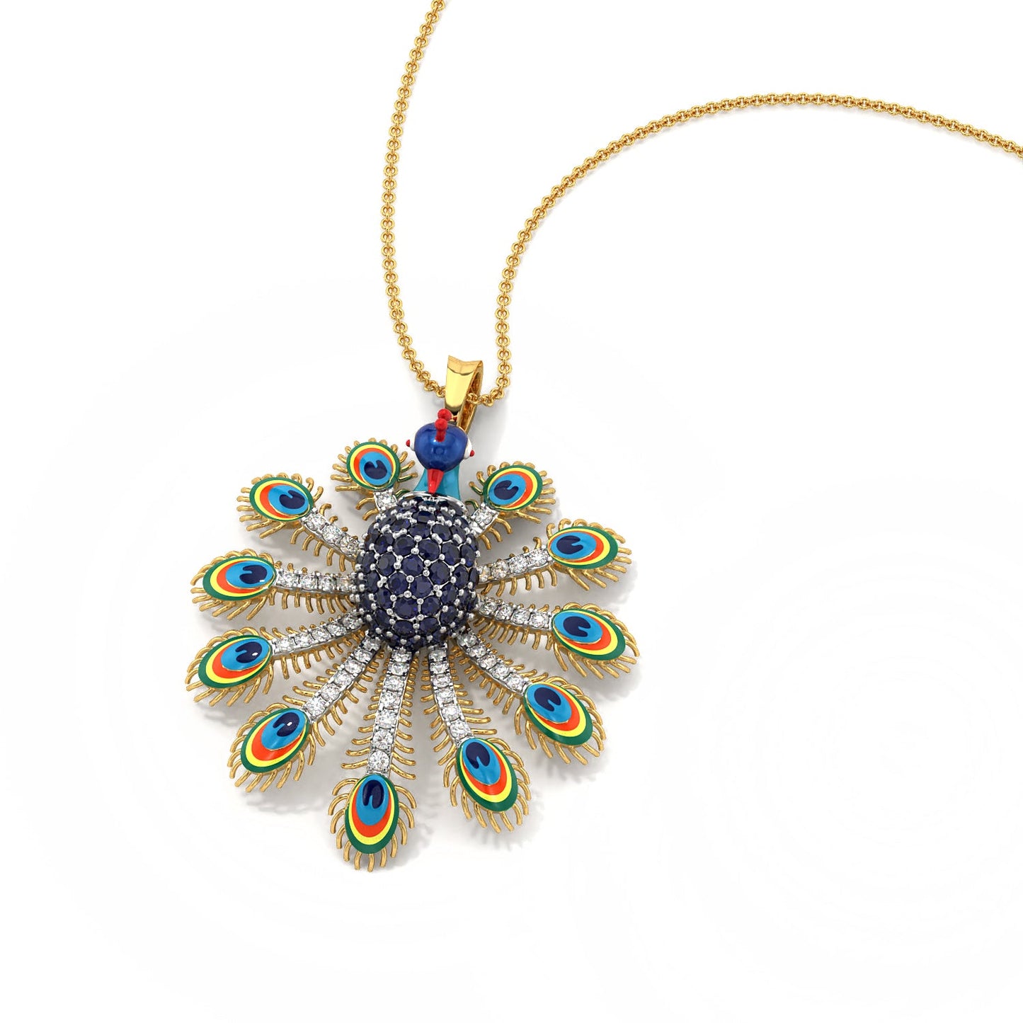 Divine Plumage Pendant-Yellow Gold