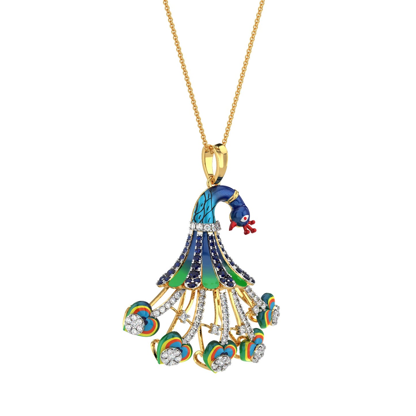 Grace Peacock Pendant-Yellow Gold