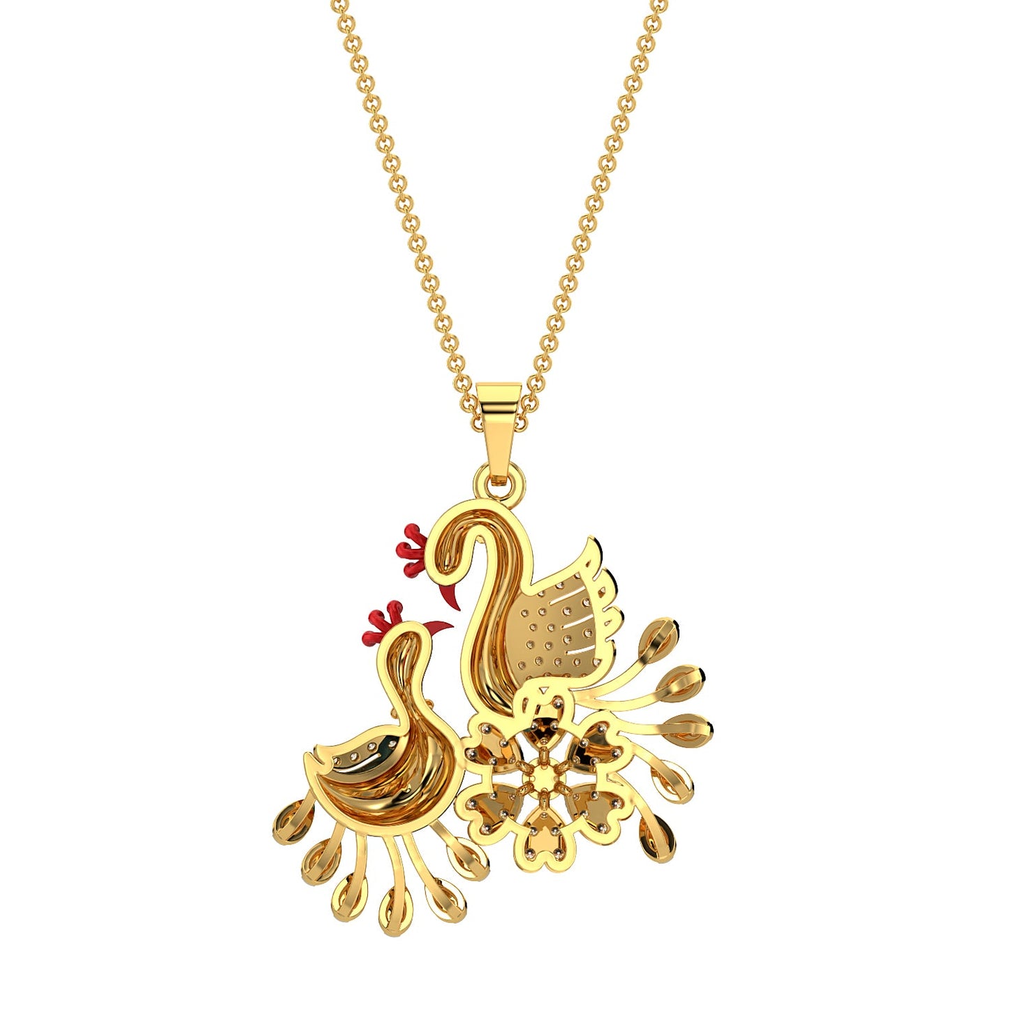 Peachick Diamond Pendant-Yellow Gold