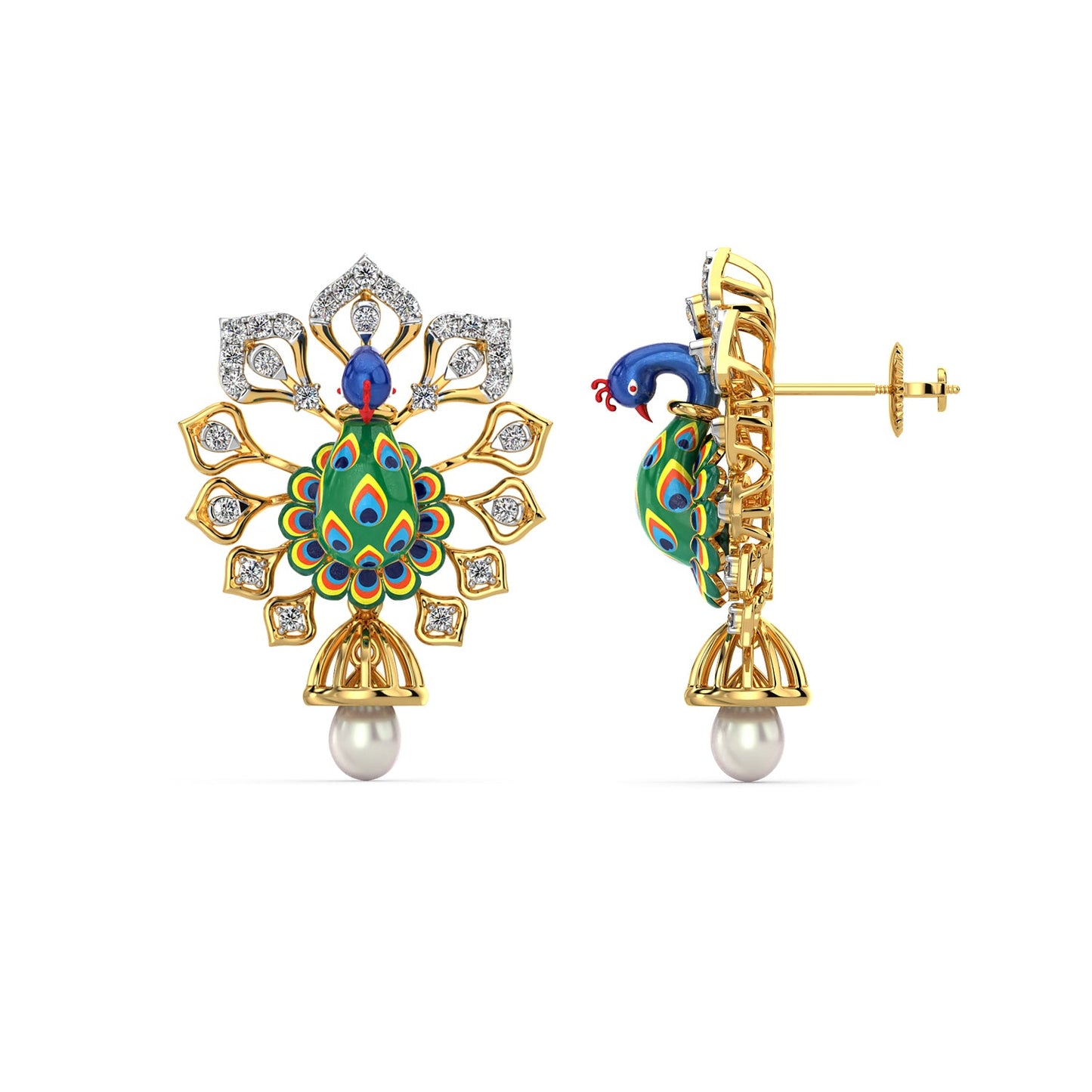Plume Elegance Earring-Yellow Gold