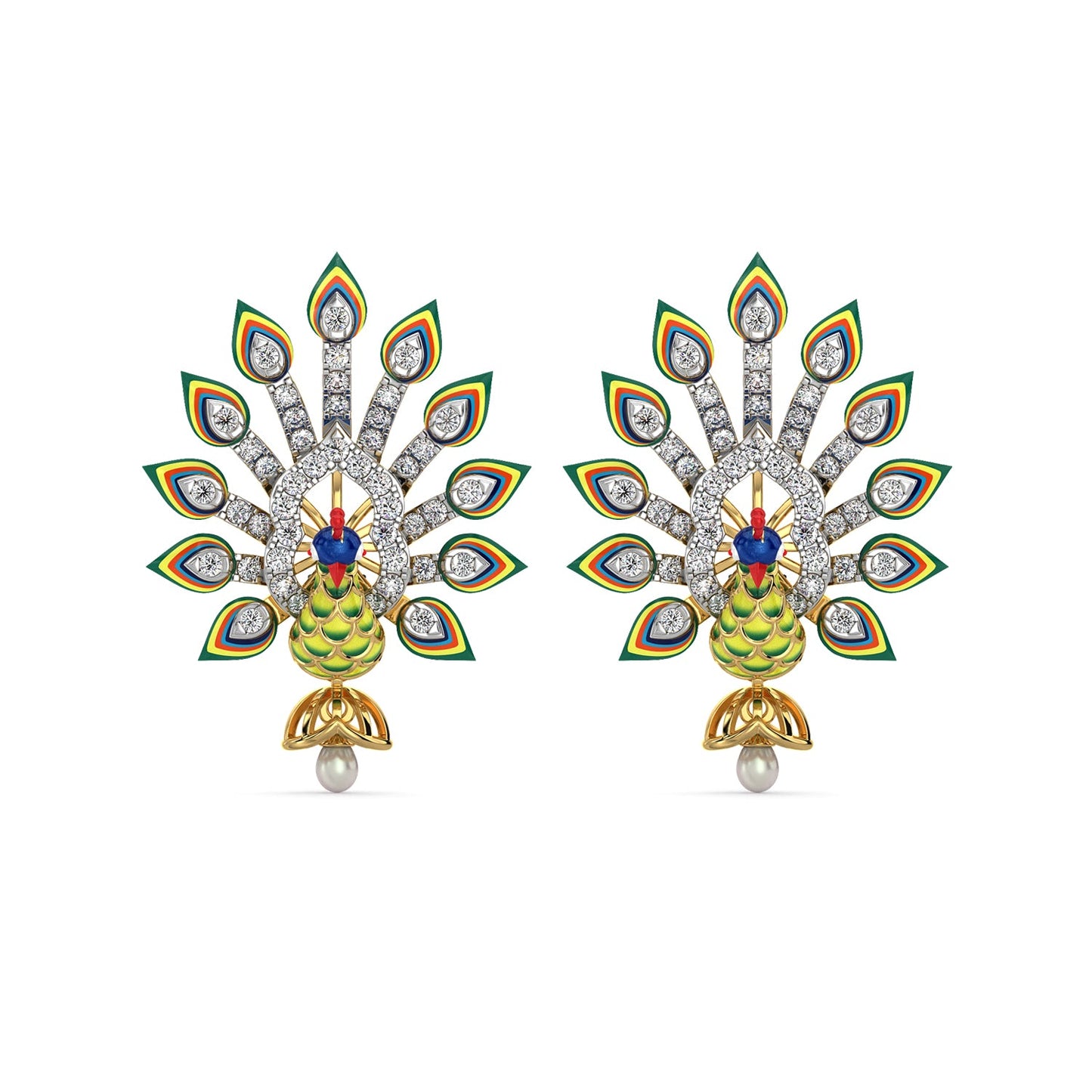 Majestic Plumage Earrings-Yellow Gold