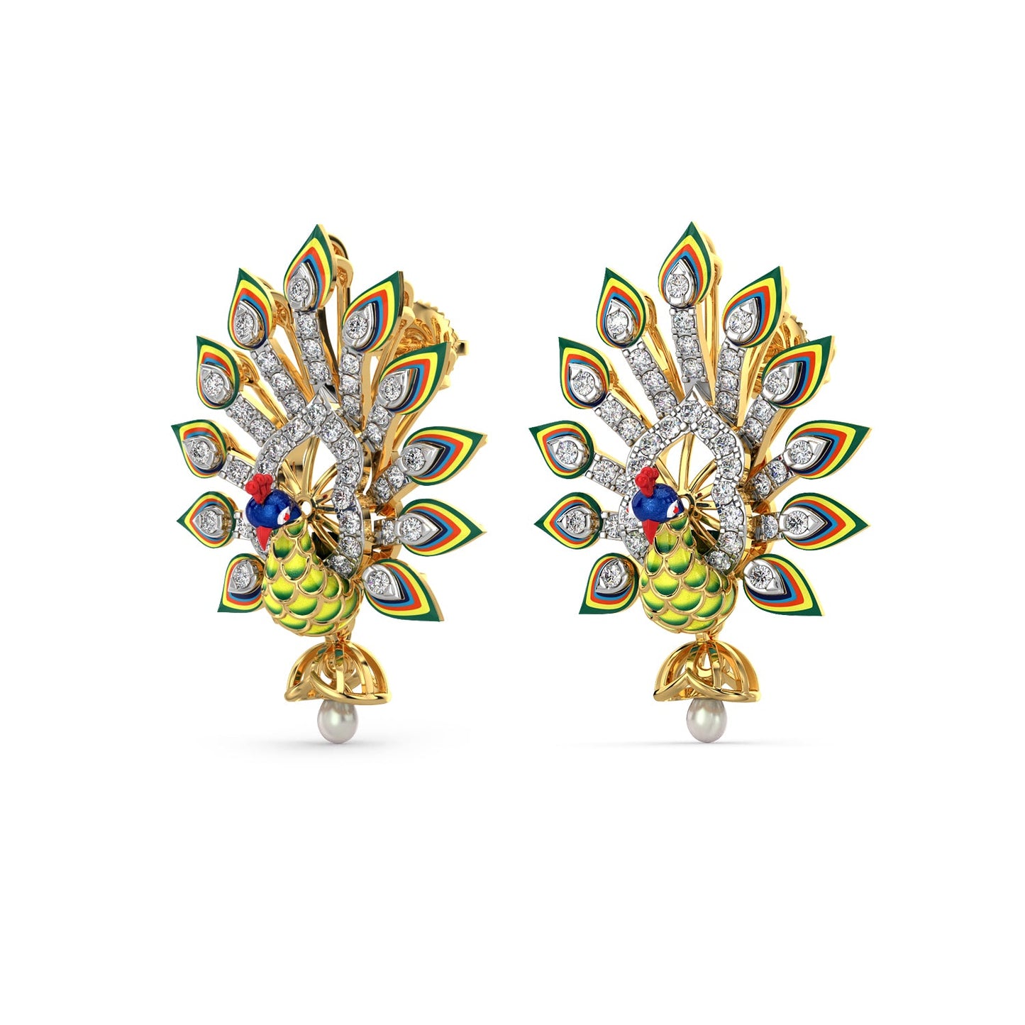 Majestic Plumage Earrings-Yellow Gold