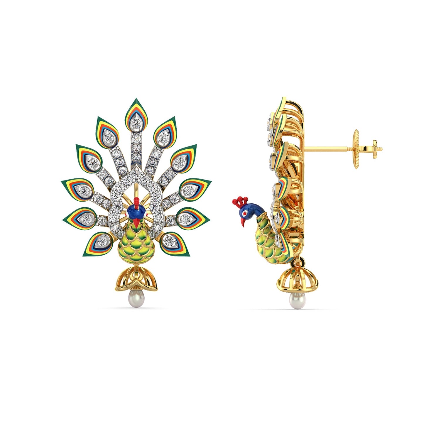 Majestic Plumage Earrings-Yellow Gold