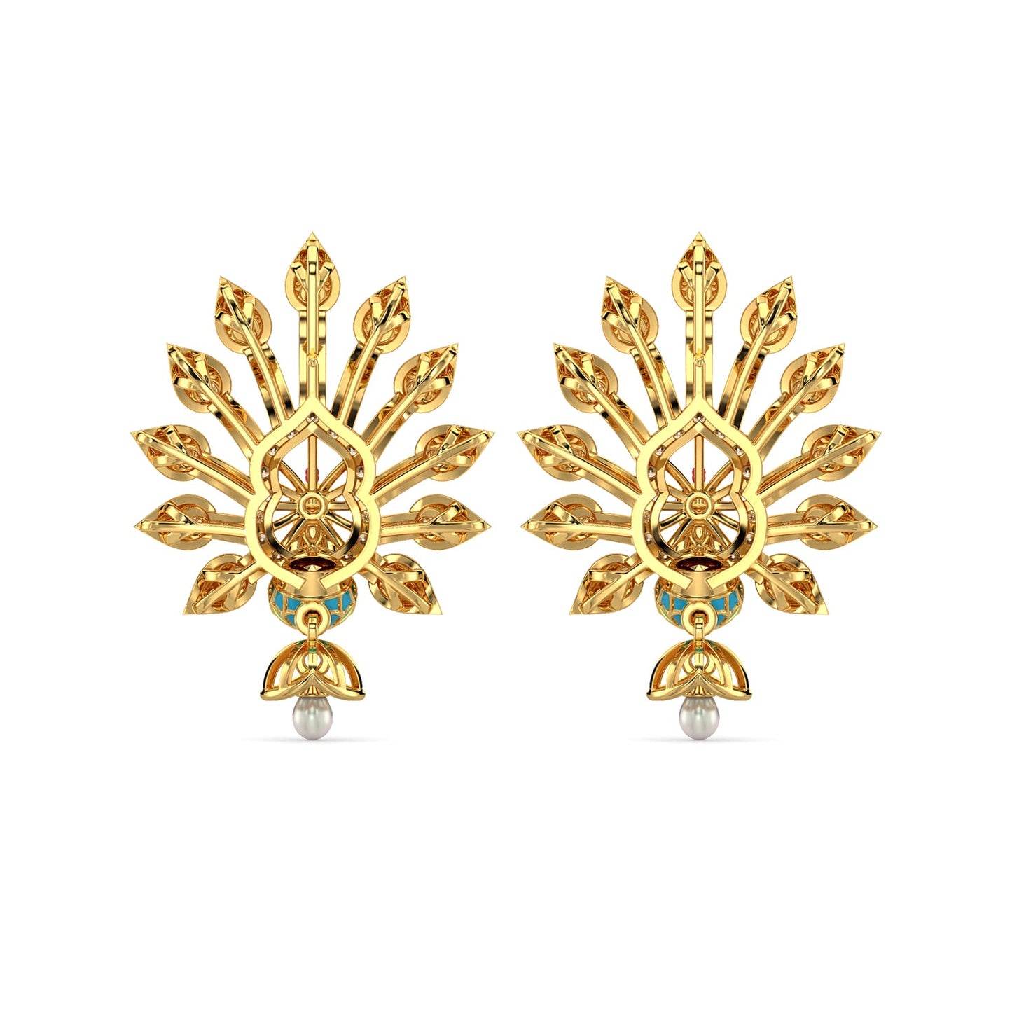 Majestic Plumage Earrings-Yellow Gold