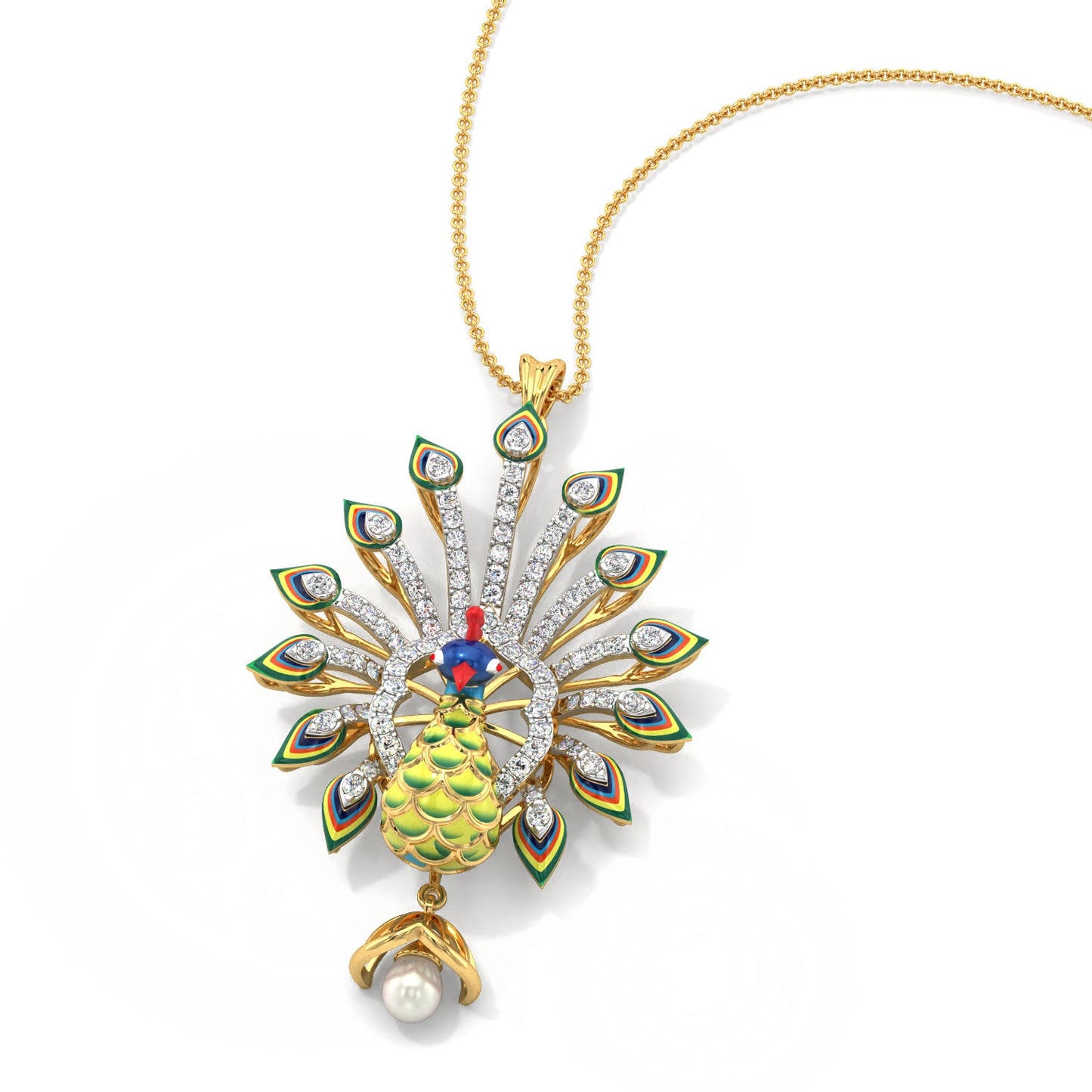 Majestic Plumage Pendant-Yellow Gold