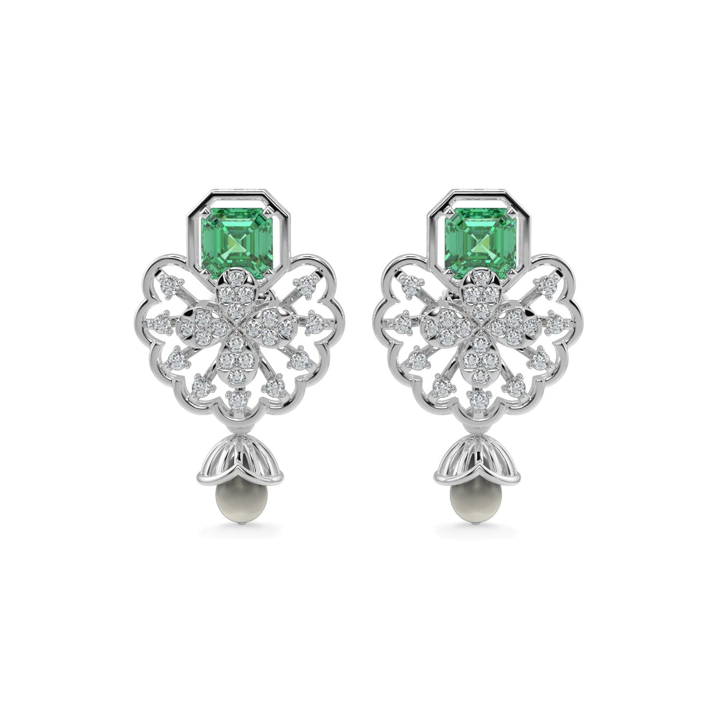 Velvet Night Gems Earrings-White Gold