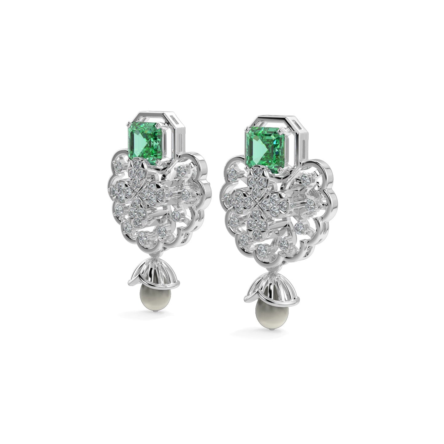 Velvet Night Gems Earrings-White Gold