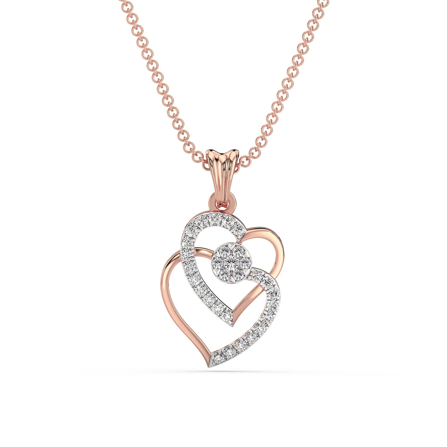 Heart Diamond Pendant-Rose Gold
