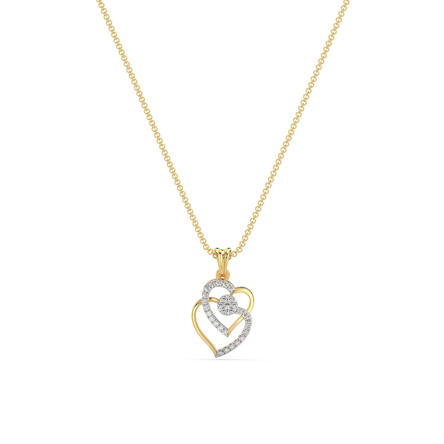 Heart Diamond Pendant-Yellow Gold