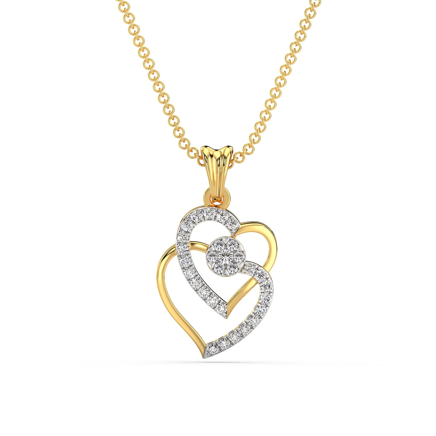 Heart Diamond Pendant-Yellow Gold