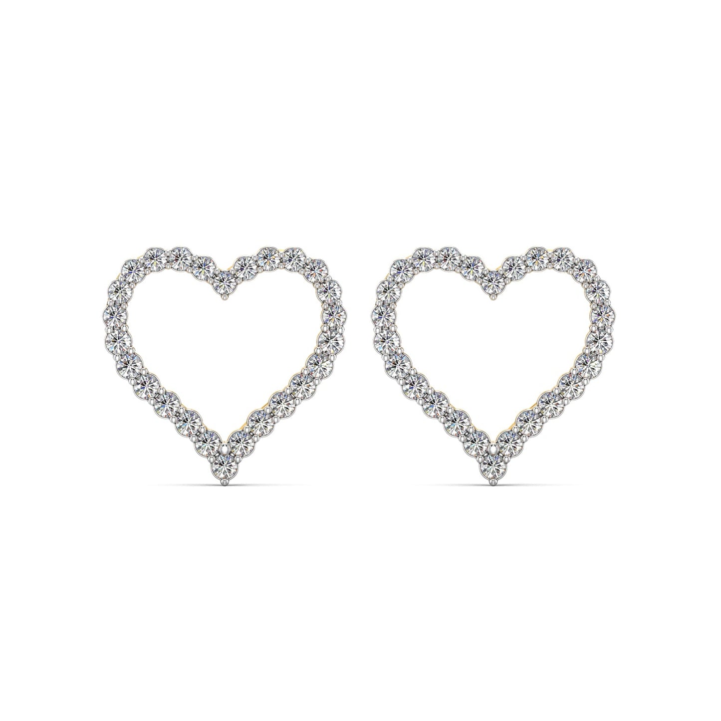 Diamond Heart Earrings-Yellow Gold