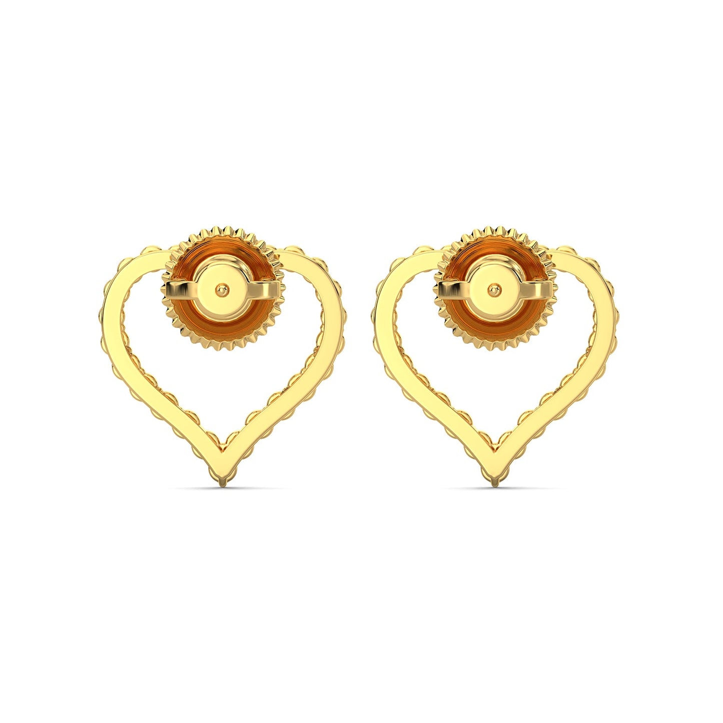 Diamond Heart Earrings-Yellow Gold