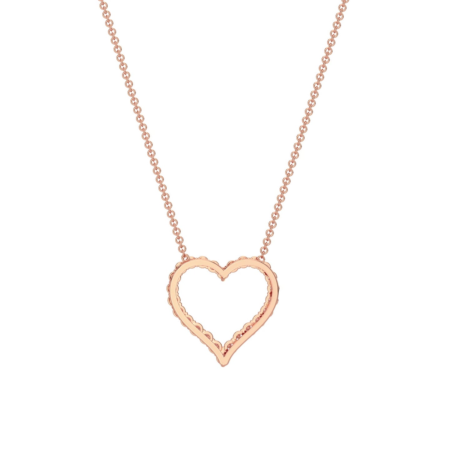 Diamond Heart Chain Necklace-Rose Gold