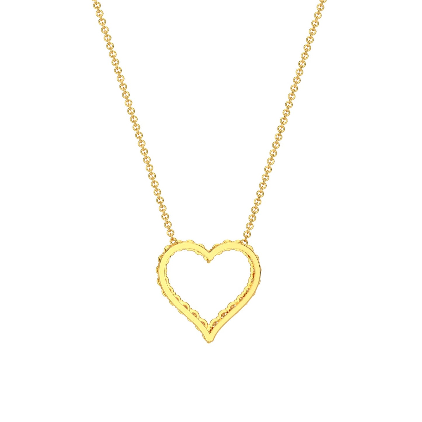 Diamond Heart Chain Necklace-Yellow Gold