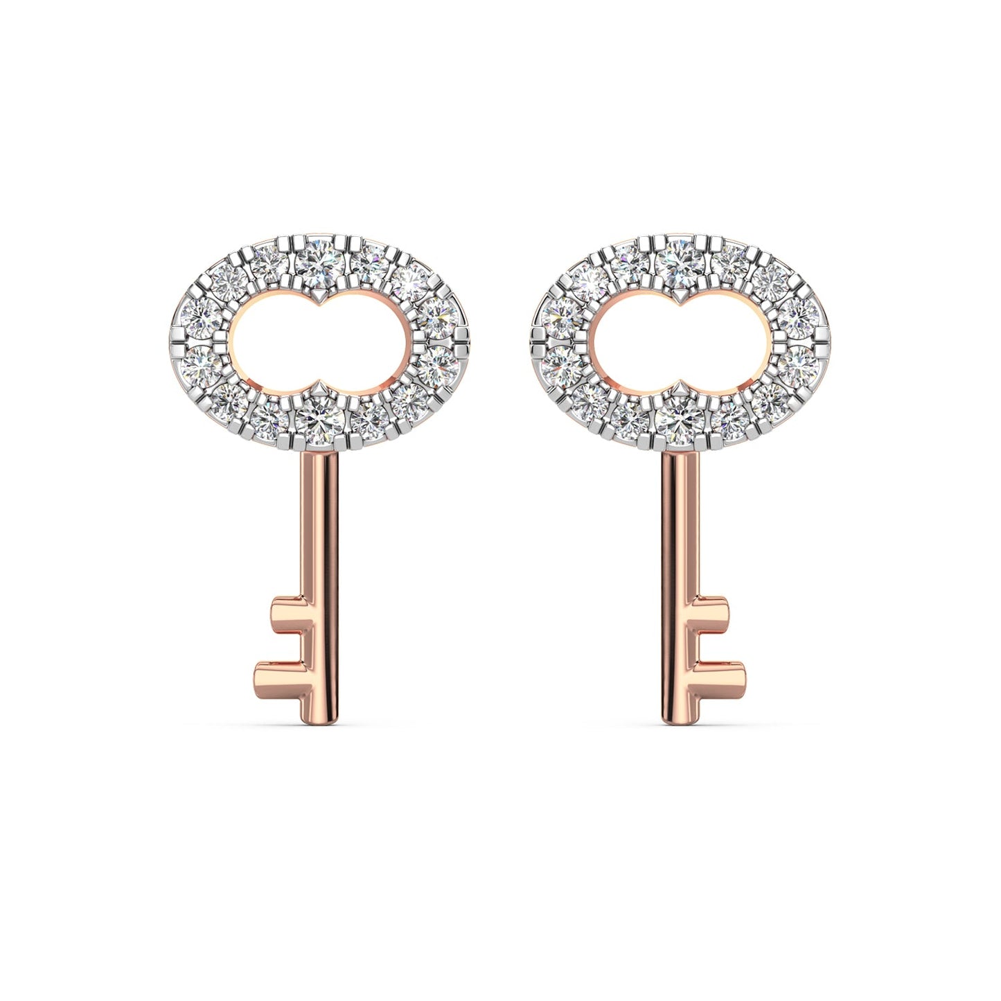 Key Diamond Earrings-Rose Gold