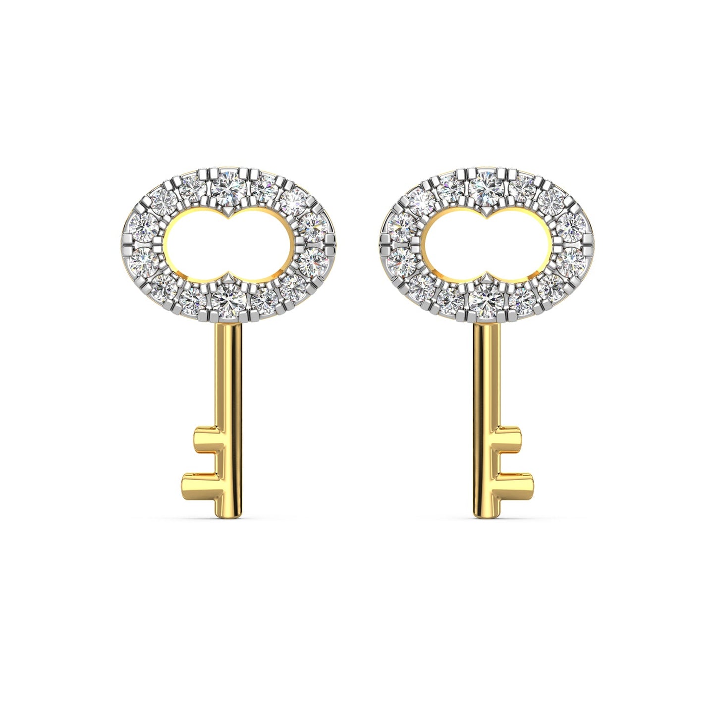 Key Diamond Earrings-Yellow Gold