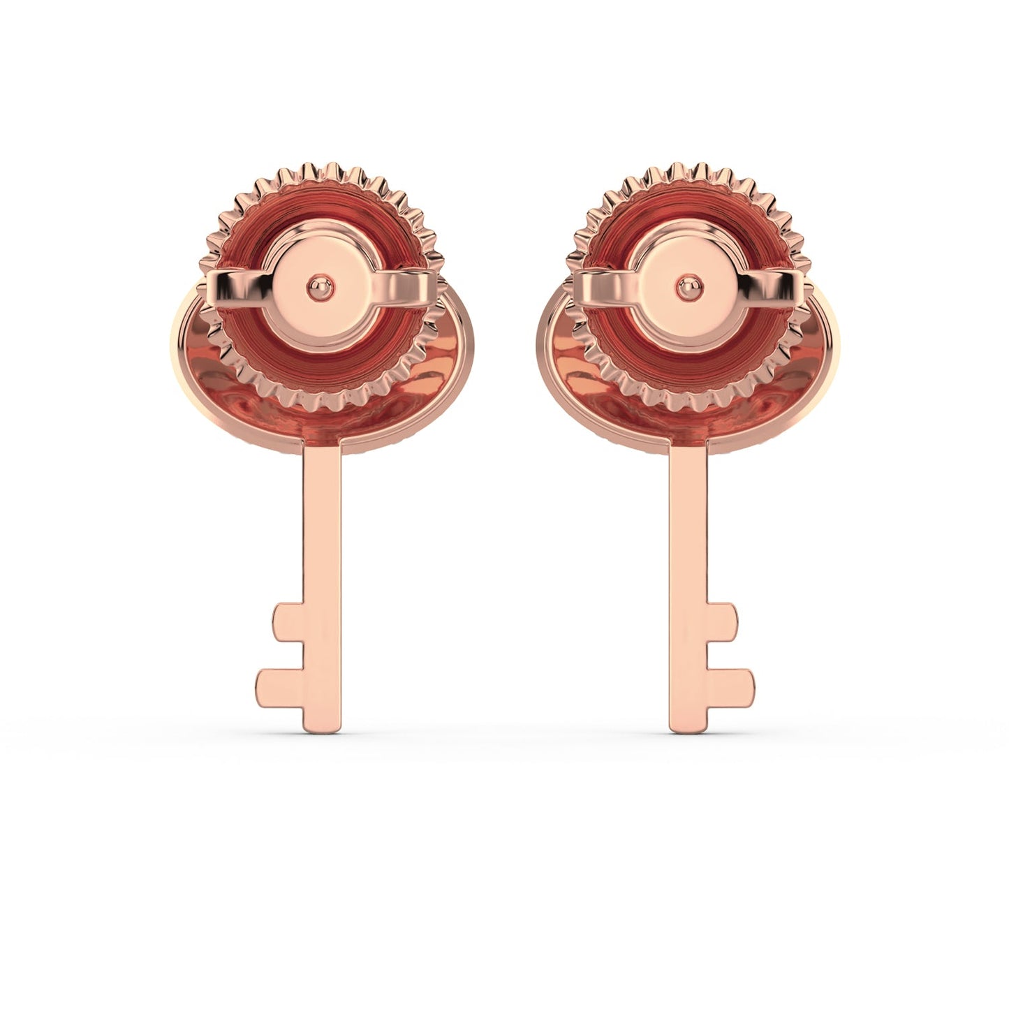 Key Diamond Earrings-Rose Gold