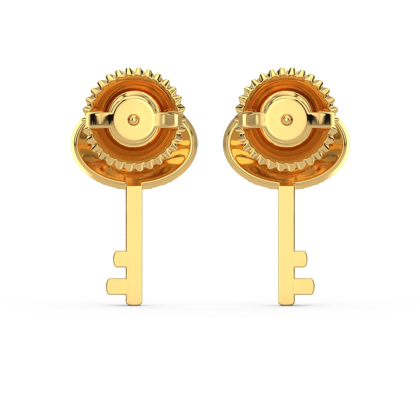 Key Diamond Earrings-Yellow Gold