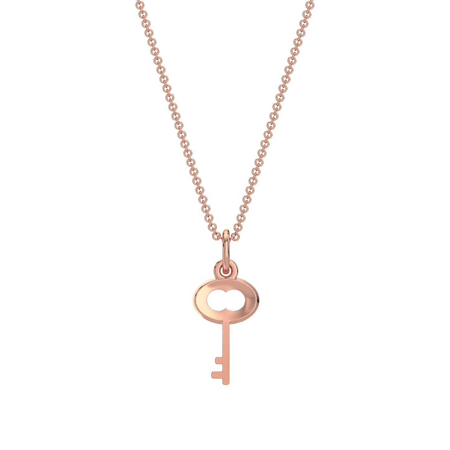 Key Diamond Chain Necklace-Rose Gold