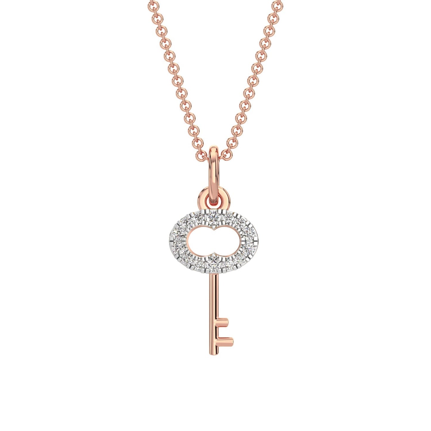 Key Diamond Chain Necklace-Rose Gold