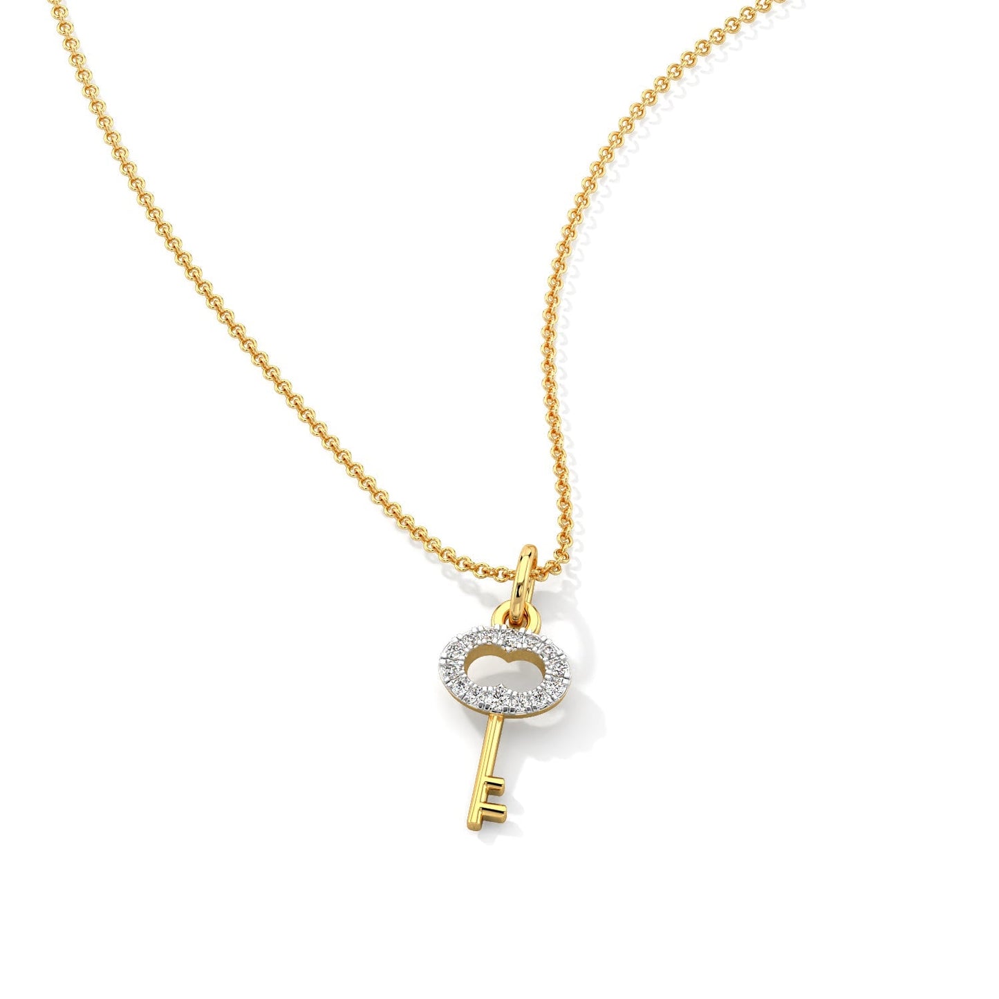 Key Diamond Chain Necklace-Yellow Gold