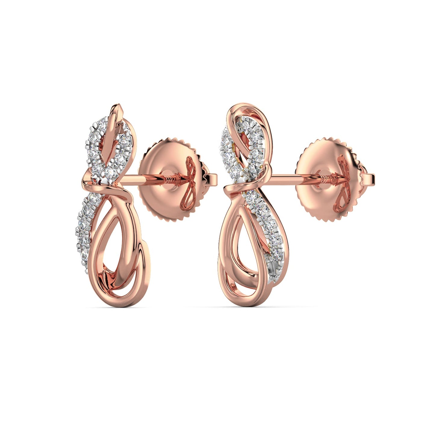 Twin Infinity Diamond Earrings-Rose Gold