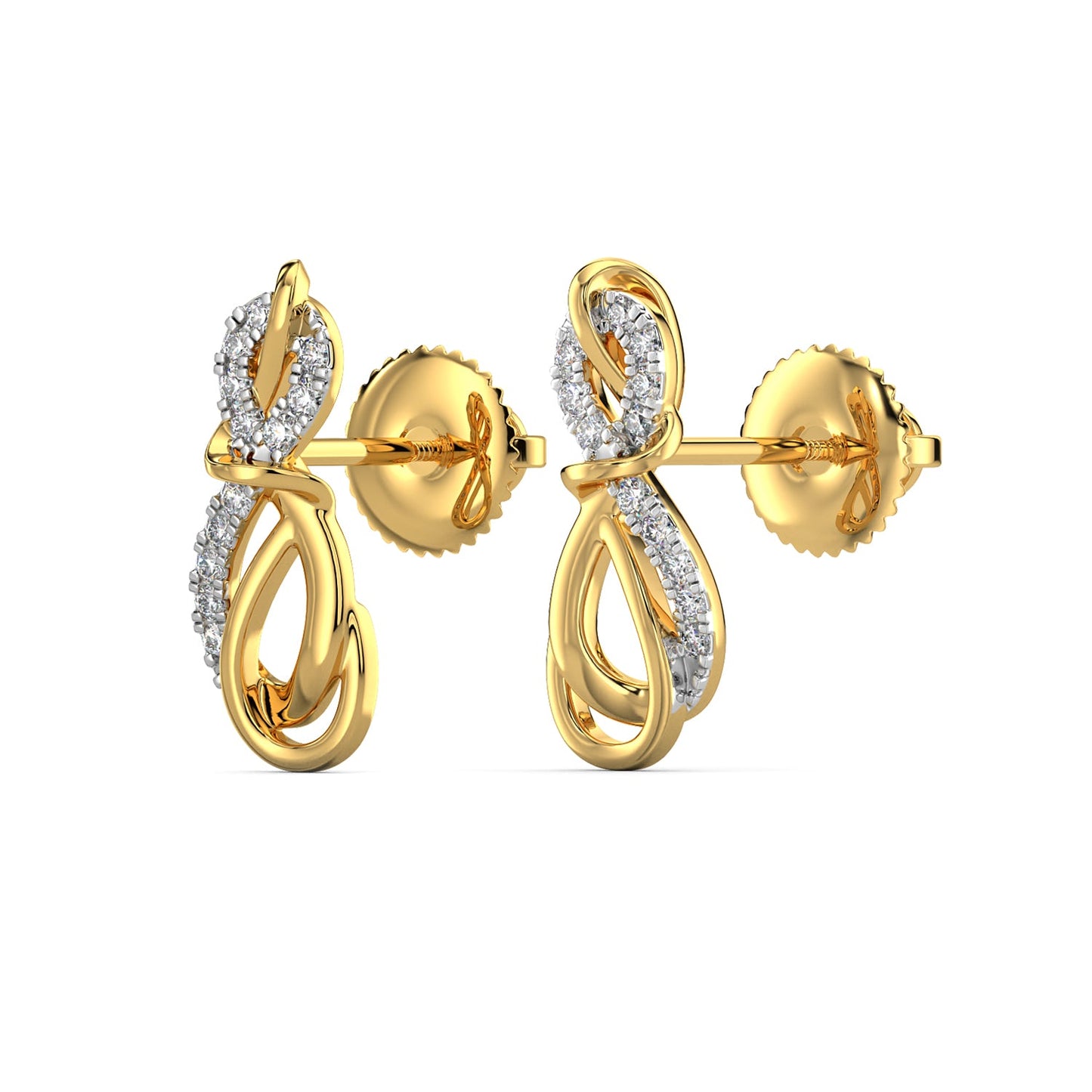 Twin Infinity Diamond Earrings-Yellow Gold
