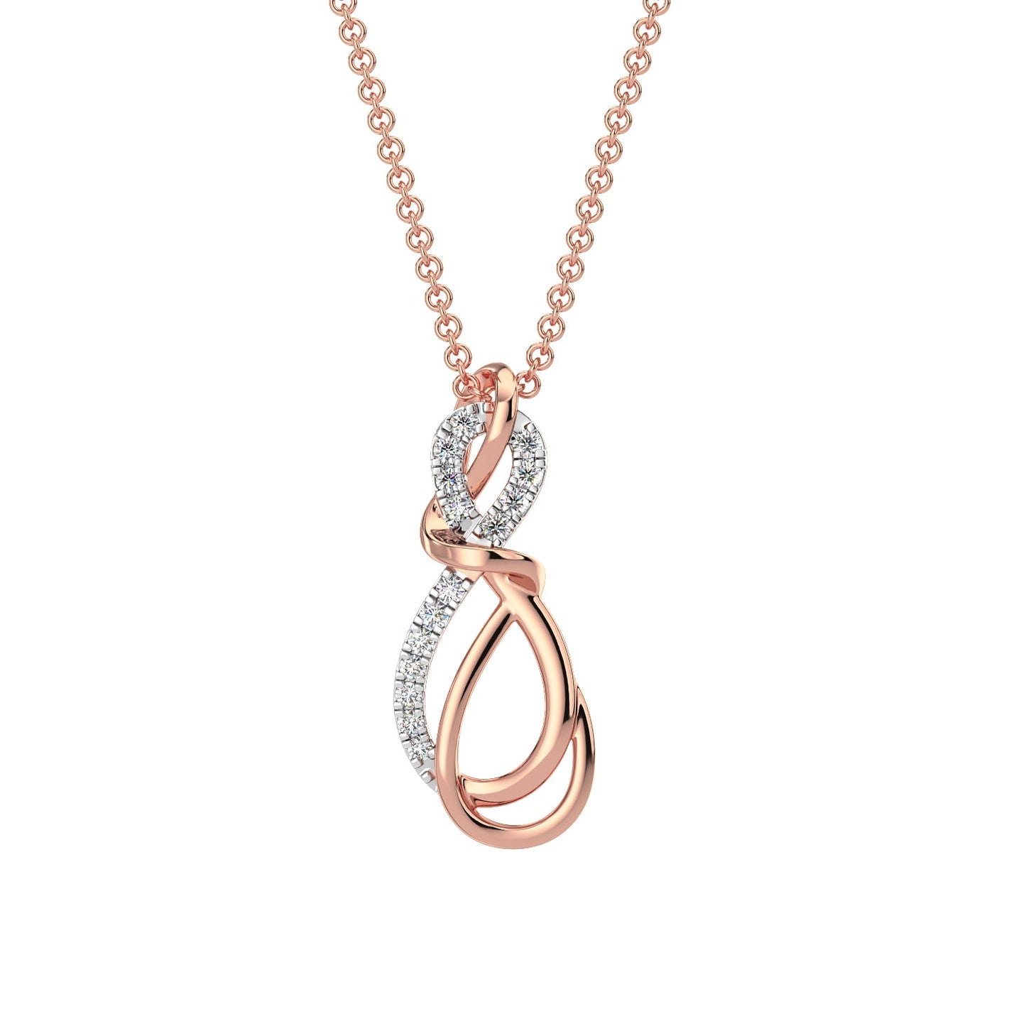 Twin Infinity Diamond Chain Necklace-Rose Gold