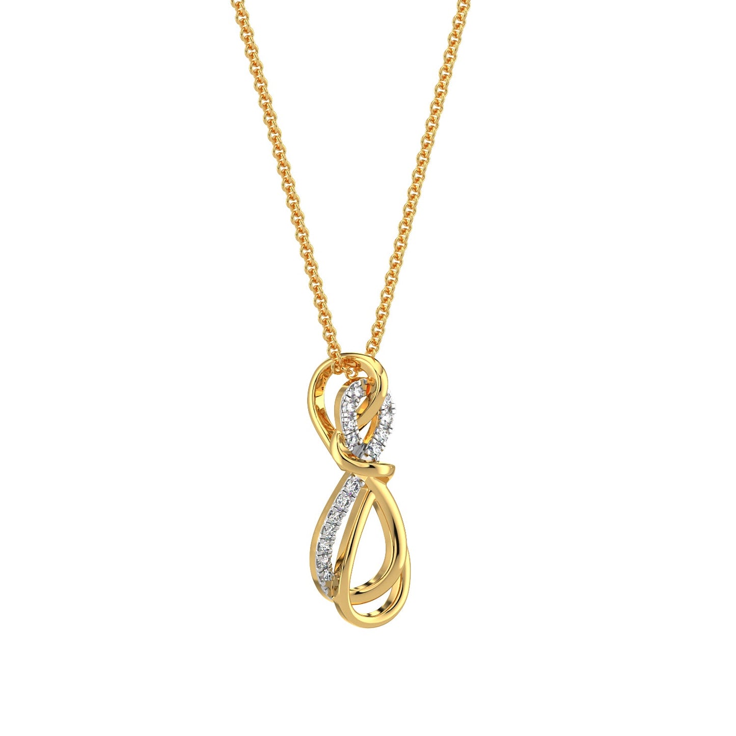 Twin Infinity Diamond Chain Necklace-Yellow Gold