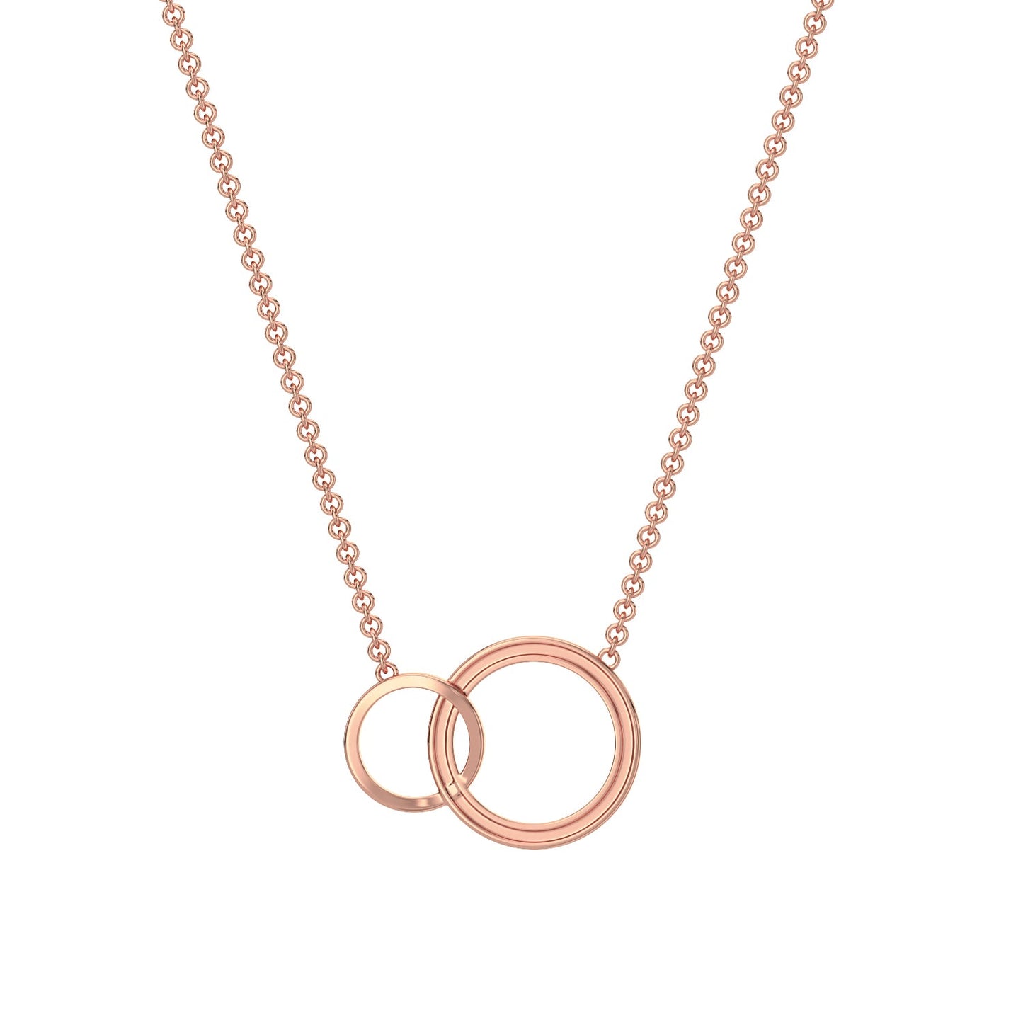 Connected Circles Diamond Chain Necklace-Rose Gold