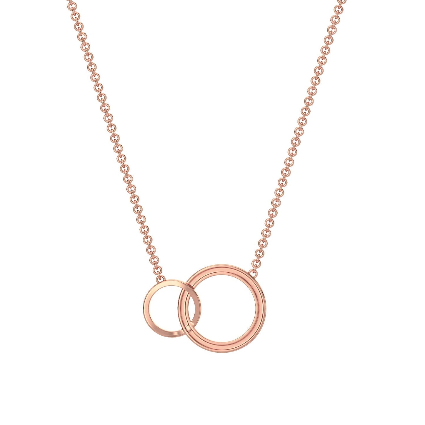 Connected Circles Diamond Chain Necklace-Rose Gold