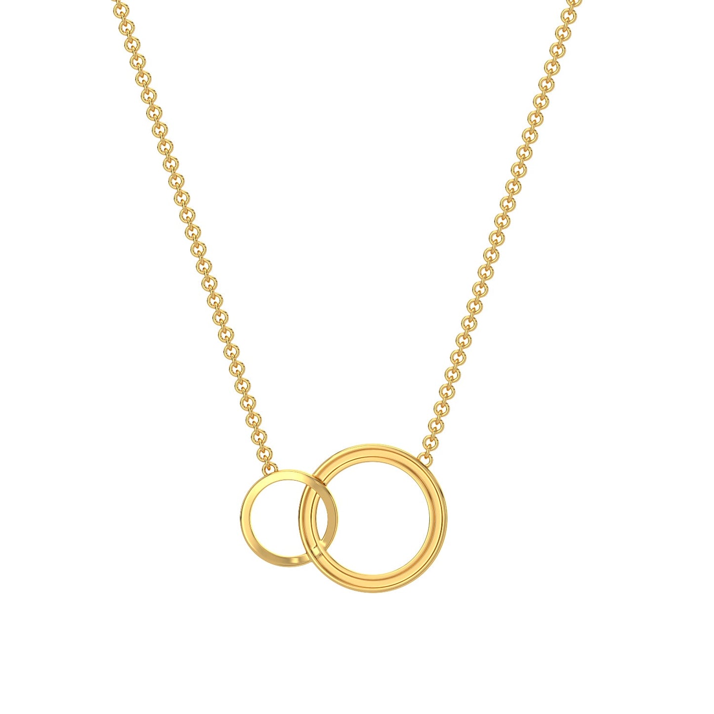 Connected Circles Diamond Chain Necklace-Yellow Gold