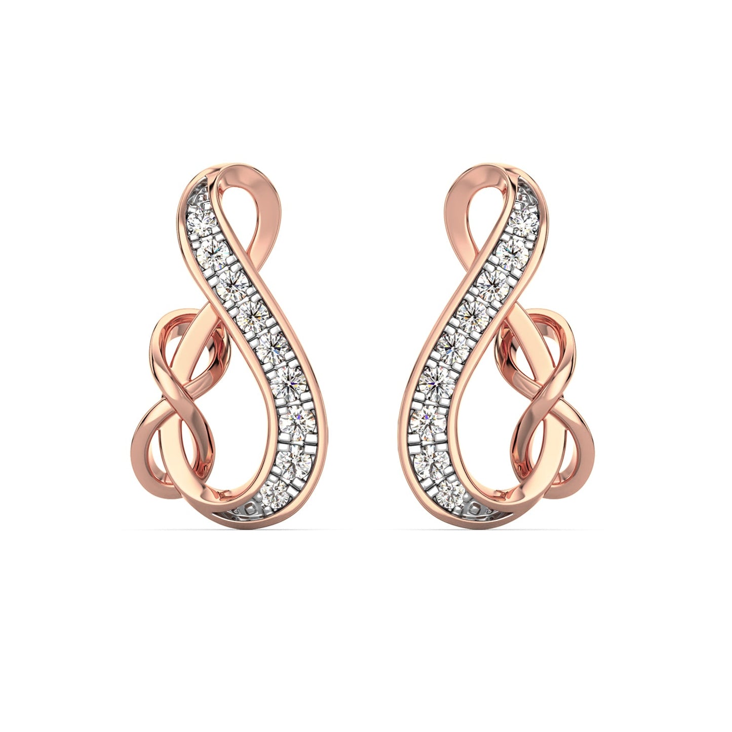 Dual Infinity Diamond Earrings-Rose Gold