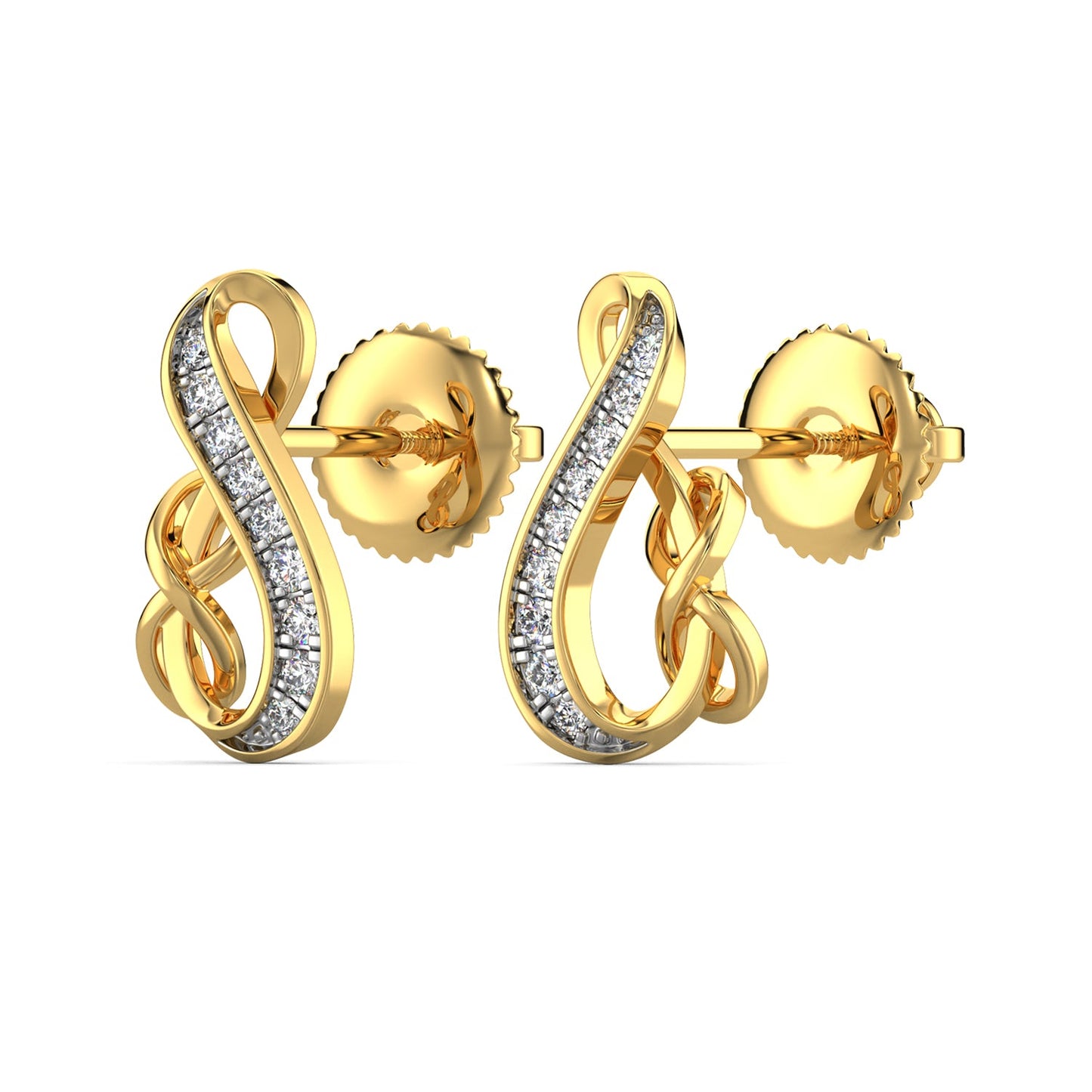 Dual Infinity Diamond Earrings-Yellow Gold