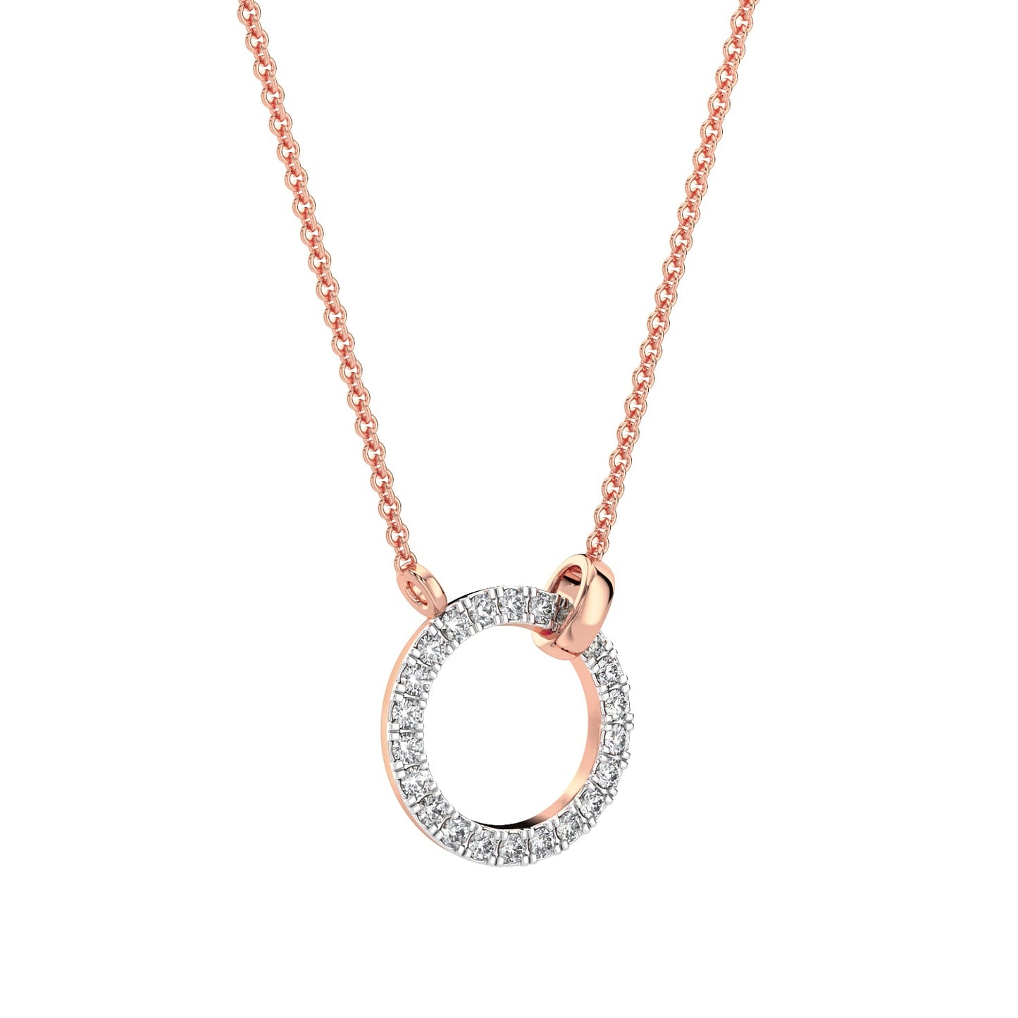 Luna Diamond Chain Necklace-Rose Gold